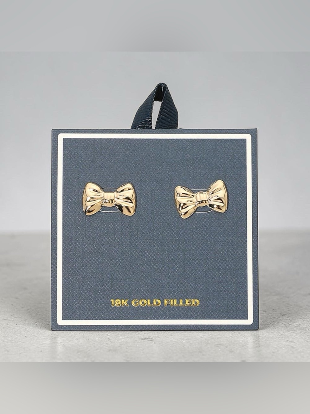 Gold Bow Stud Earrings - 18K Gold Filled - Picture 3 of 4
